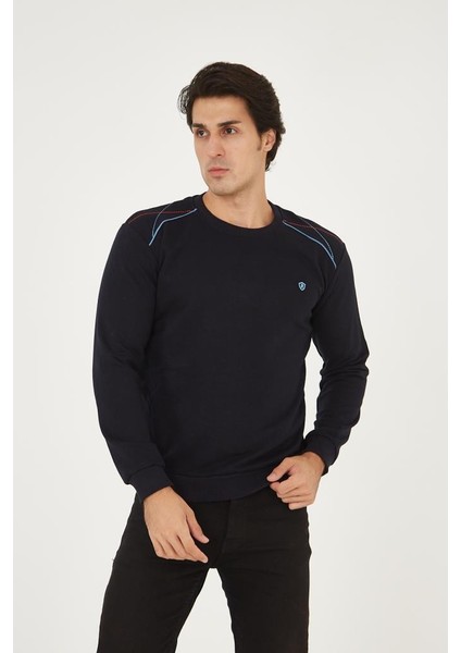 Bisiklet Yaka Omuz Detaylı Basic Sweatshirt