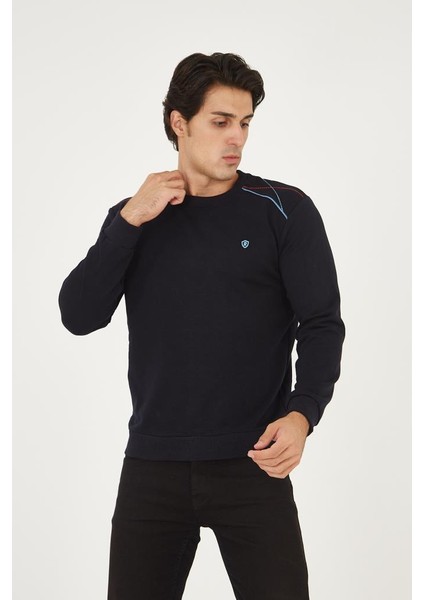 Bisiklet Yaka Omuz Detaylı Basic Sweatshirt