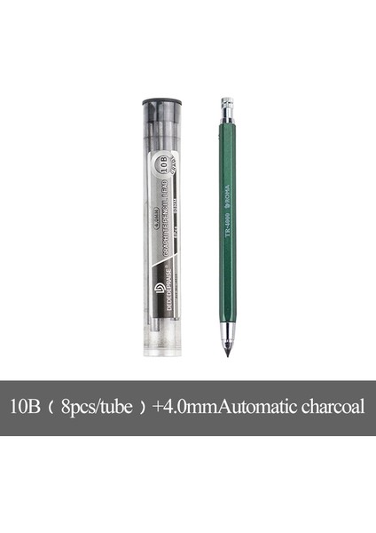 4.0-1PEN-1REFILL-10B 2.0/4.0mm Pres Mekanik/otomatik Kömür Kalem ve Grafit Kurşun/yedekler/çekirdek HB/2B/4B/6B/8B/10B/12B Sanat Çizimi Kırtasiye (Yurt Dışından)
