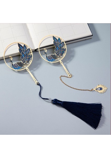 B1 Metal Içi Boş Imi Tavuskuşu Boya Pirinç Imi Kitap Klibi Püskül Sayfalandırma Işareti Çin Tarzı Okul Ofis Malzemeleri Hediye (Yurt Dışından) fırsatları