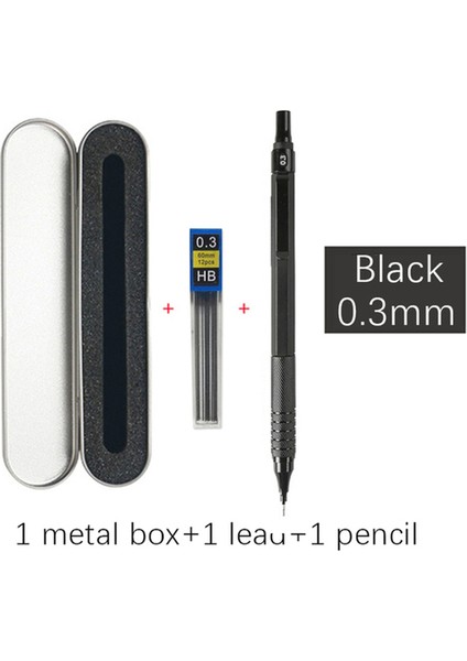 0.3 Siyah ve Kutu 0.3 0.5 0.7 2.0mm Sanat Çizim Otomatik Kalemler Düşük Ağırlık Merkezi Hediye Kutusu Seti ile Geri Çekilebilir Uç Metal Mekanik Kurşun Kalem (Yurt Dışından)