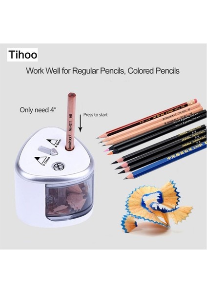 Gümüş Çift Delikli Elektrikli Kalemtıraş Güvenli Öğrenci Helisel Çelik Bıçak Otomatik Kalemtıraş Sanatçı Renkli Kalemler Sanat Malzemeleri Için (Yurt Dışından) modelleri