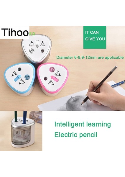 Gümüş Çift Delikli Elektrikli Kalemtıraş Güvenli Öğrenci Helisel Çelik Bıçak Otomatik Kalemtıraş Sanatçı Renkli Kalemler Sanat Malzemeleri Için (Yurt Dışından) indirimleri