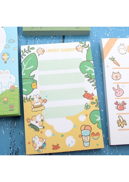 E 100 Yaprak Karikatür Tavşan Kedi Bloknot Kawaii Taşınabilir Küçük Dizüstü Mesaj Notu Öğrenci El Hesabı Kore Kırtasiye (Yurt Dışından)