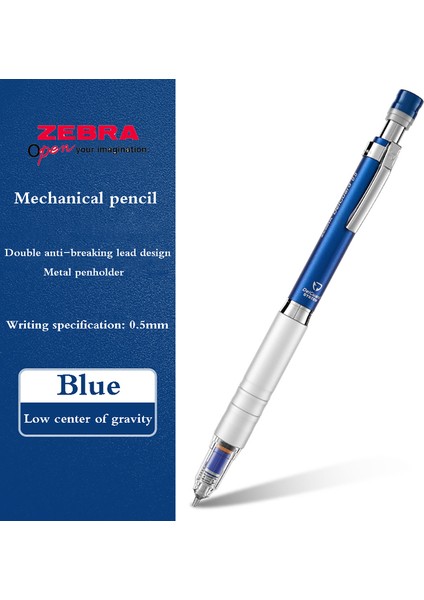 Mavi 0.5mm Japonya Zebra Mekanik Kurşun Kalem MA86 Çekirdeği Kırmak Kolay Değil Düşük Ağırlık Merkezi Okul Malzemeleri Kırtasiye 0.3/0.5mm (Yurt Dışından)