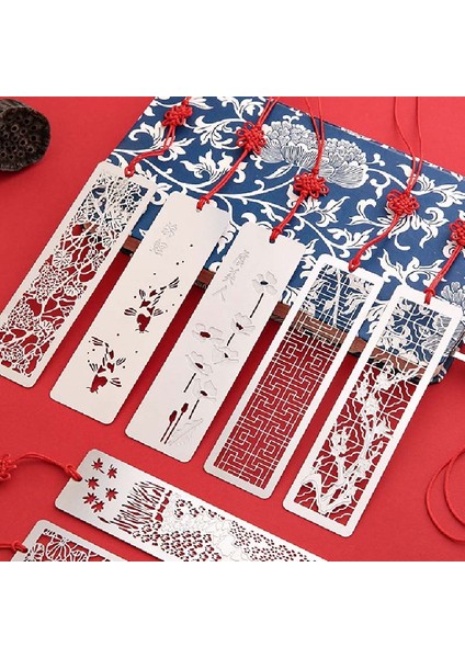 Stil 1 Çin Tarzı Imleri Yaratıcı Metal Hollow Out Metal Kitap Ayracı Tasse Çocuklar Öğrenciler Için Kırmızı Düğüm ile Hediyeler Okul Malzemeleri (Yurt Dışından) modelleri