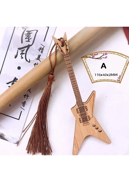 05 Çin Tarzı Narin Lute Gitar Bambu Imi Vintage Ahşap Oyma Lute Püskül Imi Öğrenci Hatıra Hediye (Yurt Dışından)