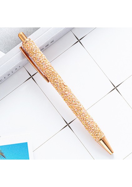 Gül Altın Tükenmez Kalemler Metal Basın Geri Çekilebilir Pürüzsüz Yazma Altın Pembe Kız Hediye Dayanıklı Ofis Okul Malzemeleri Kırtasiye Yazma Kalem (Yurt Dışından)