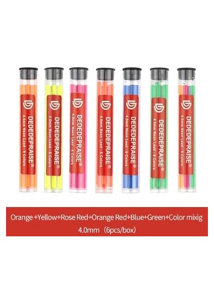 6 Renk-1mix-Set Metal Otomatik/mekanik Kömür Kalem 4.0mm Kalın Renkli Renkli Kalem Dolum/kurşun/çekirdek Neon Kurşun 6 Renkli Kroki Silinebilir (Yurt Dışından)