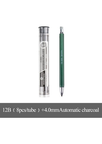 4.0-1PEN-1REFILL-12B 2.0/4.0mm Pres Mekanik/otomatik Kömür Kalem ve Grafit Kurşun/yedekler/çekirdek HB/2B/4B/6B/8B/10B/12B Sanat Çizimi Kırtasiye (Yurt Dışından)