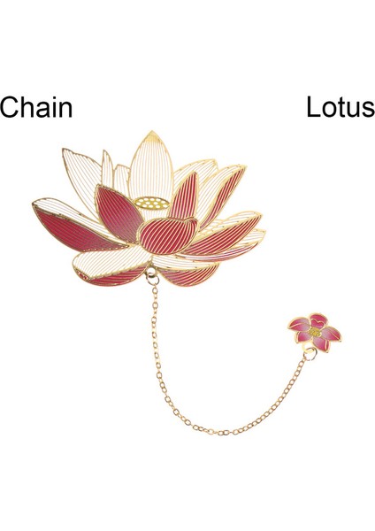 Zincir Lotus 1 Adet Çin Tarzı Lotus Yaprağı Boyalı Vintage Metal Kitap Ayracı Zincir Işareti Kitap Klibi Metal Içi Boş Püskül Retro Yaratıcı Kolye (Yurt Dışından)