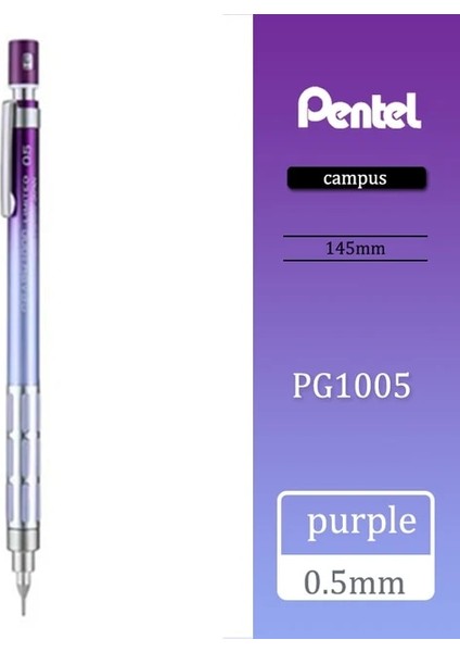 Mor Japonya Pentel PG1005 Degrade Renk Sınırlı Üretim Mekanik Kurşun Kalem 0.5mm Çizim Metal Düşük Ağırlık Merkezi Kroki (Yurt Dışından)