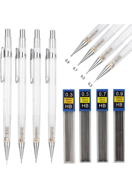 2 Adet 0.9mm Kalem Şeffaf Mekanik Kurşun Kalem Seti 0.3, 0.5, 0.7 0.9mm Hb Kurşun Yedekler ile Eskiz Sanat Çizim Boyama Otomatik Kalemler (Yurt Dışından) fiyatları