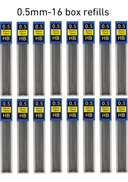 0.5mm-16 Kutu Yedekler Şeffaf Mekanik Kalem Seti 0.3, 0.5, 0.7 0.9mm Hb Kurşun Yedekleri Eskiz Sanat Çizim Boyama Otomatik Kalemler Için (Yurt Dışından)