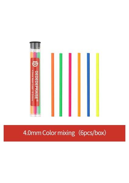 Mix-6pcs Metal Otomatik/mekanik Kömür Kalem 4.0mm Kalın Renkli Renkli Kalem Dolum/kurşun/çekirdek Neon Kurşun 6 Renk Kroki Silinebilir (Yurt Dışından)