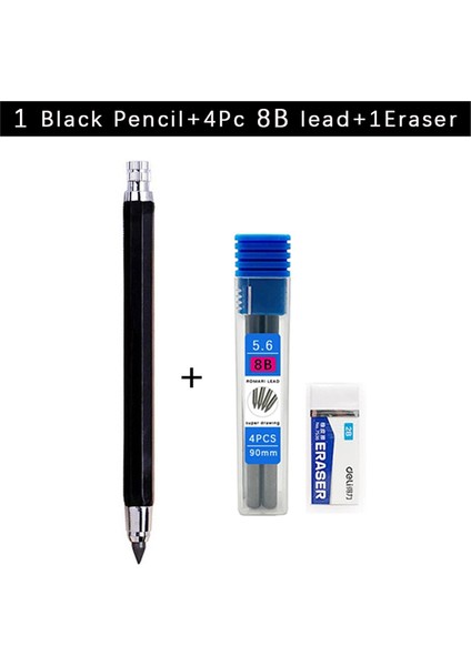 Siyah Kalem Seti - 8b Mekanik Kurşun Kalem 5.6mm 2b/4b/6b/8b Graffiti Çizim Tarama Otomatik Kalemler Profesyonel Boyama Yazma Malzemeleri Için Set (Yurt Dışından)