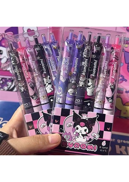 12 Adet Pvc Kutu Sanrio Jel Kalem 12-36 Adet Karikatür Kuromi Öğrencileri Kırtasiye Yazma Kalemleri 0.5 Siyah Okul Çocukları Sınav Aracı Ofis Imza Kalemi (Yurt Dışından)