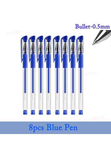 Set A-8 Mavi Kalem Jel Kalem Dolum Seti Okul Malzemeleri Siyah Mavi Kırmızı Mürekkep Rengi 0.5mm Geri Çekilebilir Tükenmez Kalemler Iş Öğrenci Okul Ofisi (Yurt Dışından)