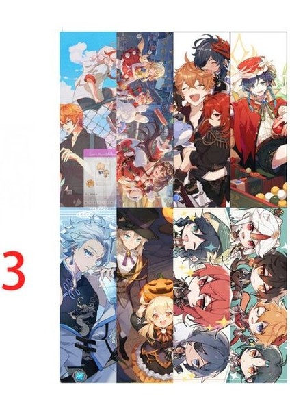 Stil 3 8 Adet Genshin Etki Oyunu Anime Kitap Ayracı Su Geçirmez Şeffaf Pvc Plastik Kitap Ayracı (Yurt Dışından)