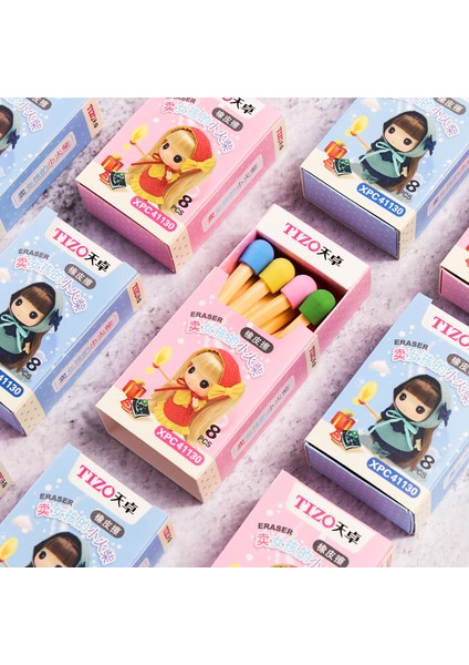 Rastgele 8 Adet/kutu Sevimli Kawaii Yaratıcı Komik Maçlar Kız Kalem Silgi Ofis Okul Malzemeleri Kırtasiye Çocuk Öğrenciler (Yurt Dışından)