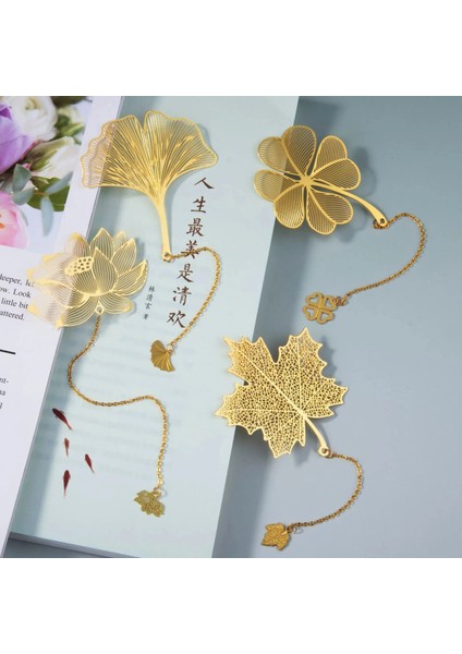 Tüy Vintage Hollow Metal Imleri Yonca Lotus Ginkgo Çiçekleri Akçaağaç Yaprağı Kolye Imi Öğrenci Kitap Ayracı Kırtasiye Hediyeler (Yurt Dışından) fırsatları