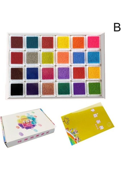 B 3X3CM Çocuk Parmak Boyama Baskı Çamur Parmak Boyama Yürümeye Başlayan Boyama Malzemeleri Boyama 24 Renk Dıy Yıkanabilir Baskı (Yurt Dışından)