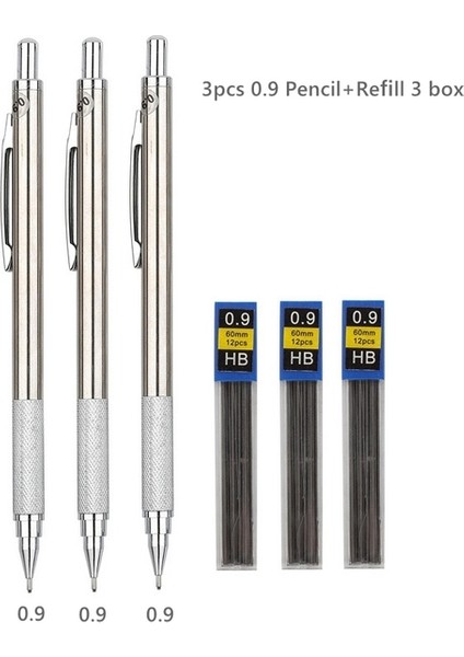 0.9mm 6 Adet Set Kawaii Metal Mekanik Kalem Seti 0.3 0.5 0.7 0.9 1.3 2.0mm Hb Otomatik Kalemler Okul Ofis Yazma Kırtasiye Tedarik (Yurt Dışından)