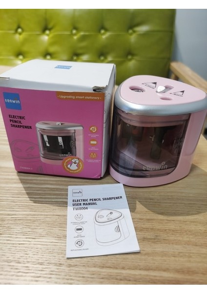 Pembe Çift Delikli Elektrikli Kalemtıraş Kalın ve Ince Iki Delikli Kalemtıraş Öğrenciler Yarı Otomatik Emniyetli Kalemtıraş (Yurt Dışından)