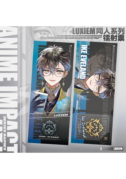 Ike Anime Luxiem Cosplay Koleksiyonu Çift Taraflı Lazer Bilet Anime Süsler Sevimli Kırtasiye Hediye Mysta Ike Vox Luca Shu (Yurt Dışından)