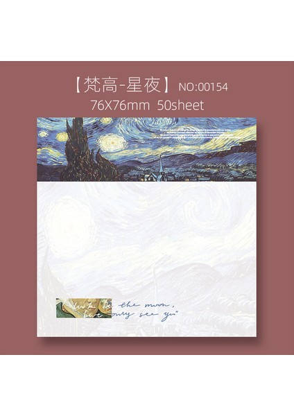 00154 50 Yaprak Retro Bloknot Vintage Van Gogh Yapışkan Notlar Mini Ins Tarzı Etiket Scrapbooking Günlüğü Dekorasyon Kırtasiye Not Defteri (Yurt Dışından)