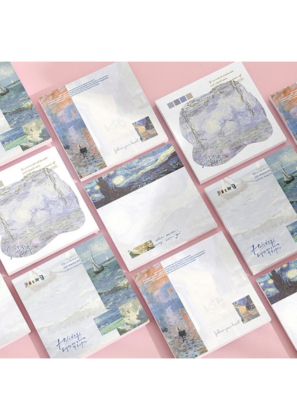 00154 50 Yaprak Retro Bloknot Vintage Van Gogh Yapışkan Notlar Mini Ins Tarzı Etiket Scrapbooking Günlüğü Dekorasyon Kırtasiye Not Defteri (Yurt Dışından) modelleri