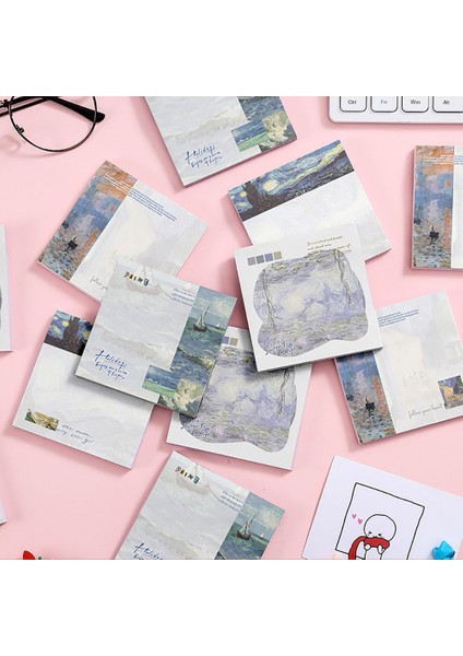 00154 50 Yaprak Retro Bloknot Vintage Van Gogh Yapışkan Notlar Mini Ins Tarzı Etiket Scrapbooking Günlüğü Dekorasyon Kırtasiye Not Defteri (Yurt Dışından) fırsatları