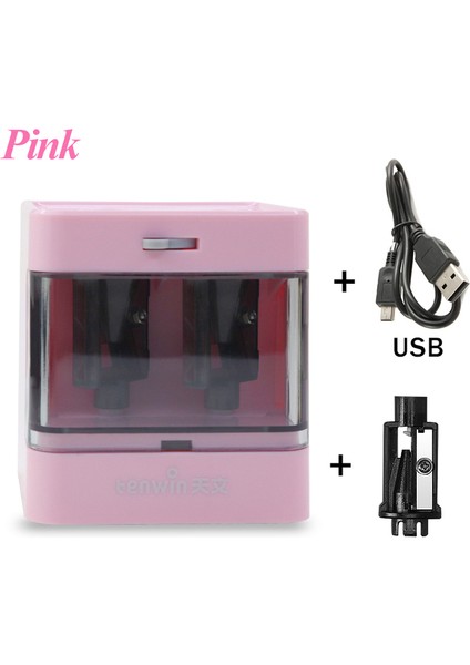 Pembe Tenwin Otomatik Elektrikli Kalemtıraş Mini USB Çift Güç Kalemtıraş Kaynağı Okul Öğrencileri Kırtasiye 6-12MM Kalem (Yurt Dışından)