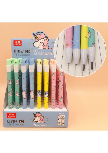 1 Pcs Unicorn Rastgele Sevimli Kedi Mini Kalemtıraş ile Otomatik Kalem 2.0 Yazma Noktası Çizim Tasarım Boyama Mekanik Kurşun Kalem Siyah Dolum Kırtasiye (Yurt Dışından)