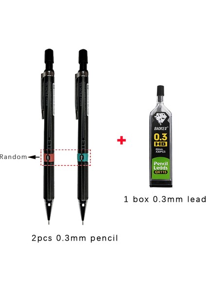 2 Adet 0.3mm ve Kurşun 0.3/0.5/0.7/0.9mm Mekanik Kurşun Kalem Kurşun Seti Öğrenci Silgi Tasarımlı Otomatik Kalemler Okul Boyama Yazma Malzemeleri (Yurt Dışından)