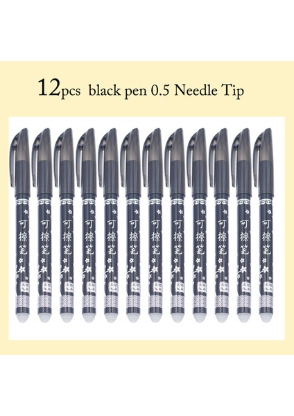 12 Adet 0.5mm Siyah H 12 Adet Silinebilir Jel Kalem Mavi Siyah Kırmızı Mürekkep 0.5 0.38MM Yıkanabilir Saplı Tükenmez Kalem Iğne Ucu Çubuk Öğrenci Yazma Kroki (Yurt Dışından)
