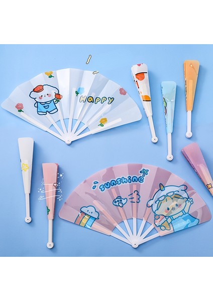 B Yaratıcı Yaz Küçük Taze ve Sevimli Taşınabilir Katlanır Fan Pp Plastik Hediye Katlanır Fan Karikatür El Krank Serin Fan Özel (Yurt Dışından) fırsatları