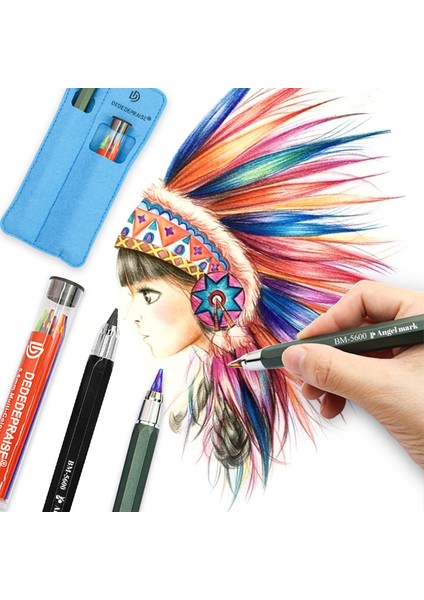 Mavi 5.6mm Kalın Çekirdek Renk Gökkuşağı Otomatik Kalem Kömür Metal Aktivite Kalem Boyama Sanatı Kalem Çizim Kurşun Kawaii Kırtasiye (Yurt Dışından) fiyatları