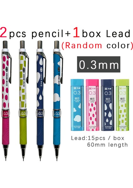 2 Adet 0.3mm Kalem 2 Adet Mekanik Kurşun Kalem Seti 0.3/0.4/0.5/0.7/0.9/2.0mm Otomatik Kalemler Okul Yazma Çizim Kawaii Sabit (Yurt Dışından)