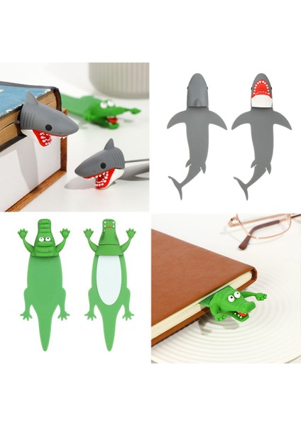 Pvc-10 Yaratıcı 3D Stereo Imi Karikatür Işaretleyici Kitap Klibi Kawaii Köpekbalığı Timsah Sayfa Ayracı Çocuklar Hediye Okul Kırtasiye Tedarik (Yurt Dışından) indirimleri