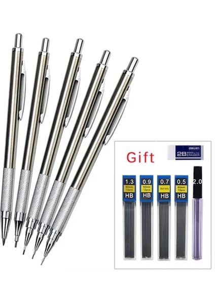 0.9 1.3 2.0mm Kalem 0.3 0.5 0.7 0.9 1.3 2.0mm Mekanik Kurşun Kalem Seti Tam Metal Sanat Çizim Boyama Otomatik Kurşun Kalem Ofis Okul Kaynağı (Yurt Dışından) modelleri