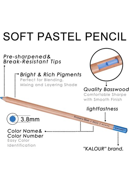 50 Renk Kalour Yeni 50 Parça Profesyonel Yumuşak Pastel Kalemler Ahşap Cilt Tonları Pastel Renkli Kalemler Çizim Okulu (Yurt Dışından)