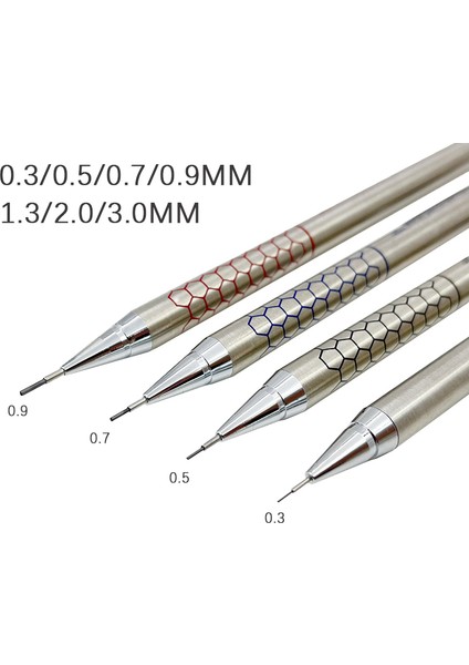 3.0mm Kurşunlu Kalem Metal Mekanik Kurşun Kalem Seti Kurşun Yedekli Hazırlama Otomatik Kurşun Kalem 0.3, 0.5, 0.7, 0.9, 1.3, 2.0mm 2b Hb Sanat Kaynağı Için (Yurt Dışından)
