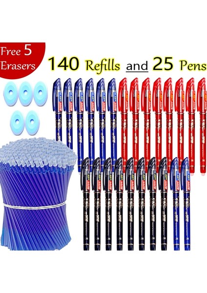 145 Adet Kırmızı Set 14530 Adet Silinebilir Kalemler Yedekler Okul Jel Kalemler Yazma Malzemeleri 0.5mm Kolu Tükenmez Öğrenci Ofis Kawaii Kırtasiye (Yurt Dışından) fırsatları