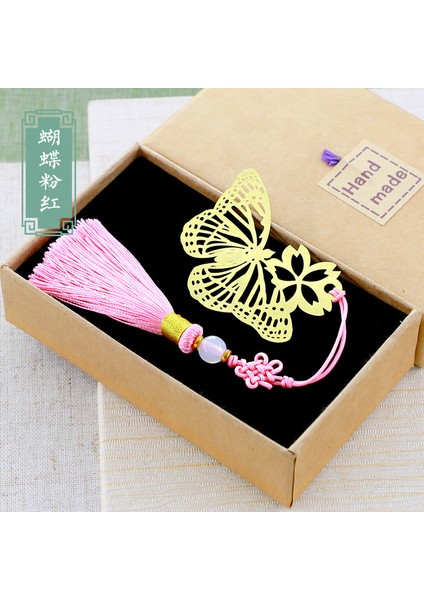 Pembe Retro Tarzı Metal Pirinç Lotus Imi Içi Boş Kelebek Yusufçuk Çin Düğüm Püskül Sevimli Kırtasiye Kitaplar Marker Sayfa Hediye (Yurt Dışından)