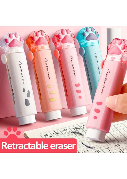 Pembe Bir Kawaii Itme-Çekme Tasarım Kedi Paw Taşınabilir Kauçuk Silgi Sevimli Silgi Çocuklar Için Okul Ofis Malzemeleri Hediye Kırtasiye Ödülleri (Yurt Dışından)