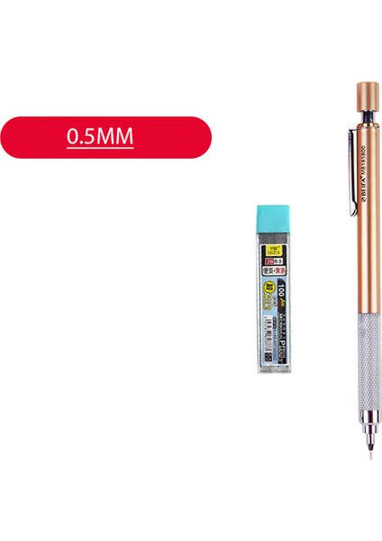 0.5mm-Altın Profesyonel Metal Mekanik Kurşun Kalem 0.5mm 0.7mm Düşük Yerçekimi Otomatik Grafit Kalem 100 Adet Dolum Beraberlik Okul Malzemeleri (Yurt Dışından)