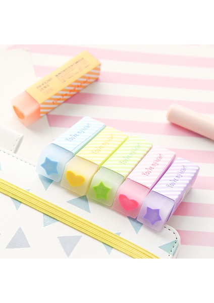 6 Tasarımlar Set 1 Adet Gökkuşağı Renkli Silgi Doldurma ile Güzel Kalp Yıldız Temizleme Düzeltme Araçları Kalemler Ofis Okul A6993 (Yurt Dışından) fiyatları