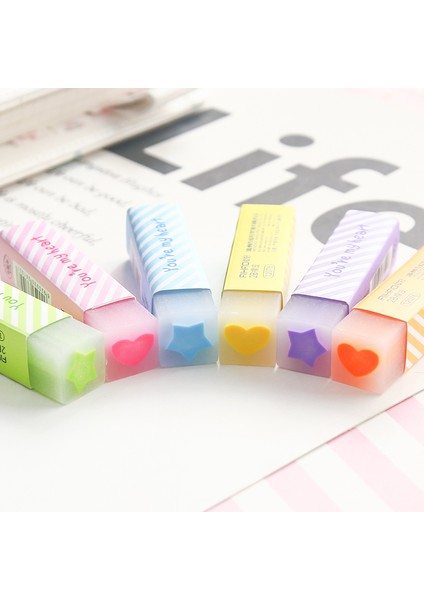 6 Tasarımlar Set 1 Adet Gökkuşağı Renkli Silgi Doldurma ile Güzel Kalp Yıldız Temizleme Düzeltme Araçları Kalemler Ofis Okul A6993 (Yurt Dışından) fırsatları