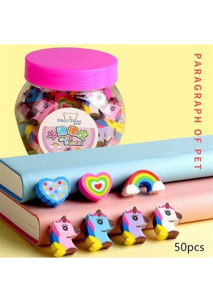 02-Pet 50 Adet/takım Silgi Öğrenci Öğrenme Kırtasiye Çocuk Yaratıcı Hediye Çocuklar Için Silgi Yenilik Silgi Sevimli Karikatür Ifade Silgi (Yurt Dışından)